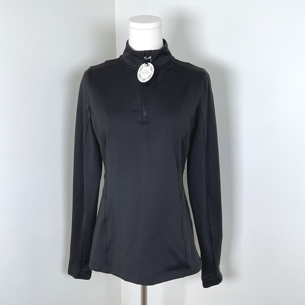 Calia Cold Dash 1/4 Zip Pullover Black Long Sleeve Athletic Top Womens MED